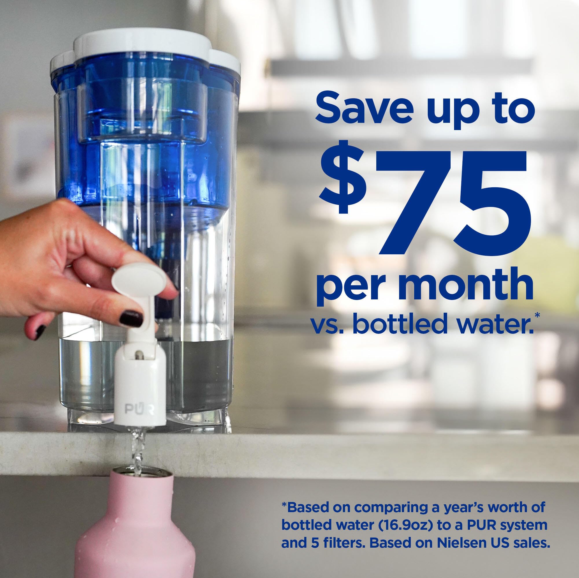 PUR フィルターシステム&浄水器ポット Amazon | PUR 30カップ カウンタートップ浄水器ディスペンサー 純正